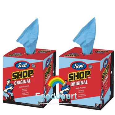 2 Pack Original Blue Shop Towels Box, 200 Sheets Each – Heavy Duty, Durable, Highly Absorbent, Ideal for Automotive, Workshop, and Home Use – Total 400 Sheets