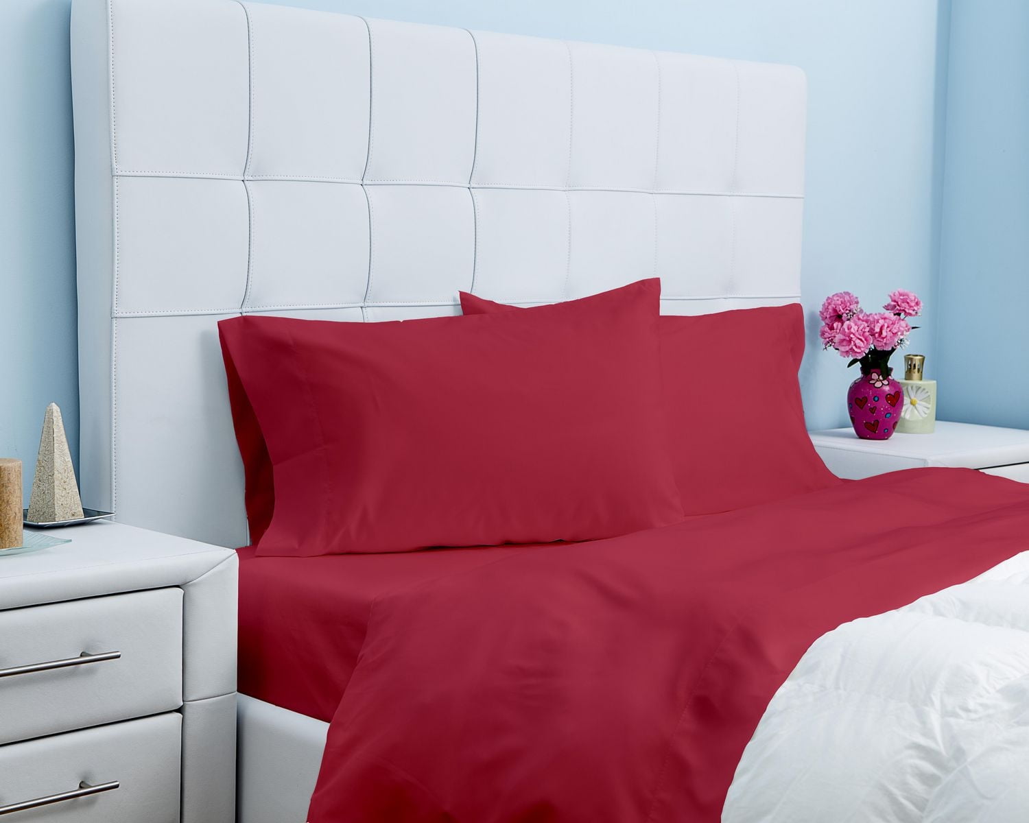 Ensemble de draps en microfibre de Gouchee Home – Ensemble de literie 3 pièces, microfibre ultra-douce, draps rouge infroissables et respirants