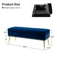 thumbnail image 5 of Tina's Home 45" Velvet Storage Bench Upholstered Tufted End of Bed Bench Bedroom Entryway Navy, 5 of 10