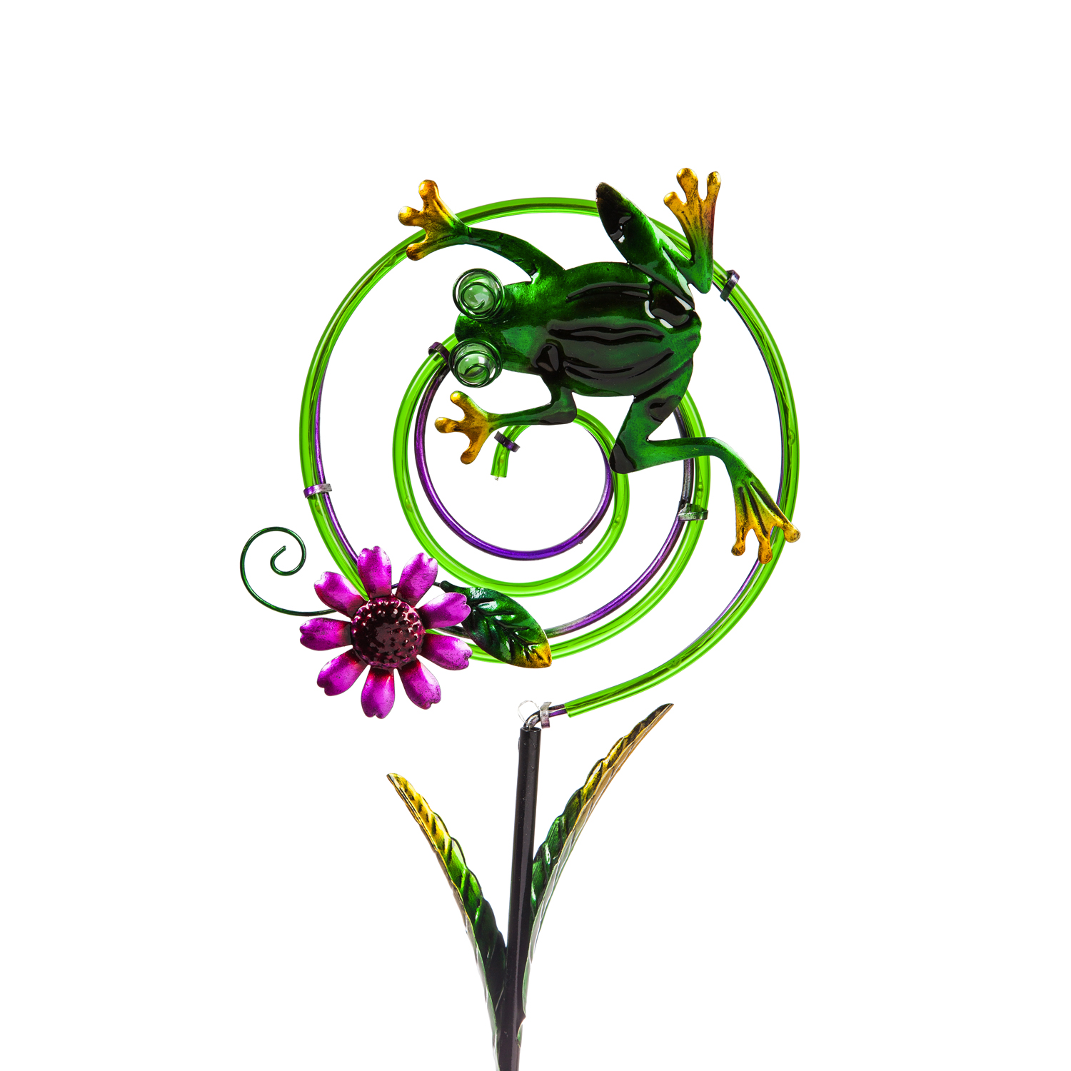 Evergreen 35.75"H Chasing Light Solar Swirl Garden Stake, 2 ASST., Frog/Ladybug, 1.8''x 8.5'' x 35.8'' inches - image 3 of 3
