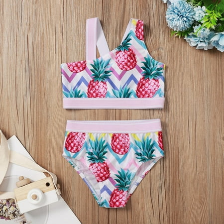 

Cathalem Girls Swimsuit Bottoms Bathing Suit Toddler Baby Girl Outfit Pineapple Leopard Suspender Summer 2PCS Bikini Swimsuit Girls Two Piece Swim Suit Pink 2-3 Years