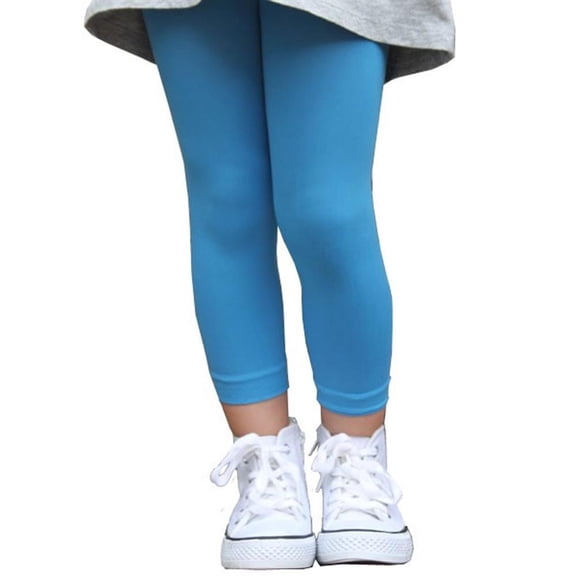 Girls Footless High Waisted Tights Blu