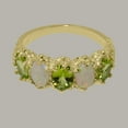 thumbnail image 6 of LBG British Made 9k Yellow Gold Natural Peridot & Opal Womens Eternity Ring - 33 size options - Size 11.75, 6 of 8