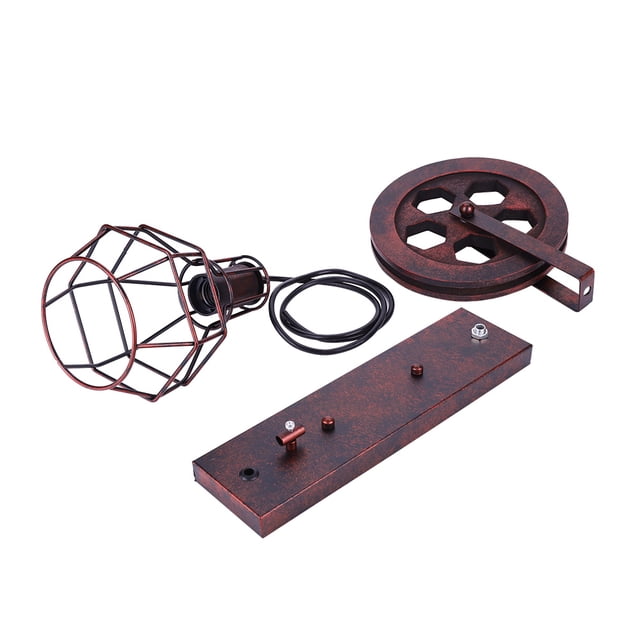 Lámpara de pared con polea de hierro industrial para iluminación estética de pasillos con encanto rústico