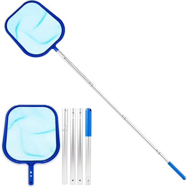 Pool Skimmer Net with Reinforced Frame, Professional Pool Nets for Cleaning, Swimming Pool Leaf Skimmer Net, Ultra Fine Mesh Netting, Clean Remove The Finest Debris Fast, 16×11in (with 60in Pole)