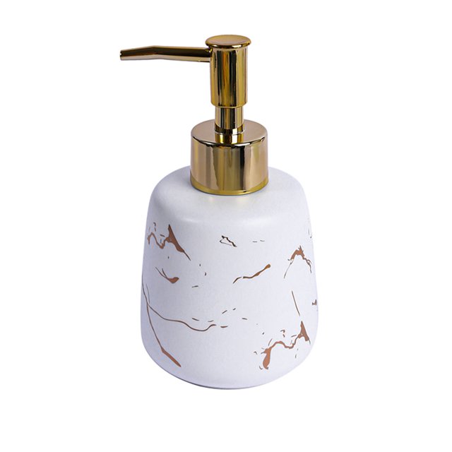 Qeeadeea/Marble Pattern Design Soap Dispenser With Pump, Refillable Lotion Dispenser For Bathroom Vanity Countertop, Ceramic Shampoo Dispenser-White-250ml/8.8oz
