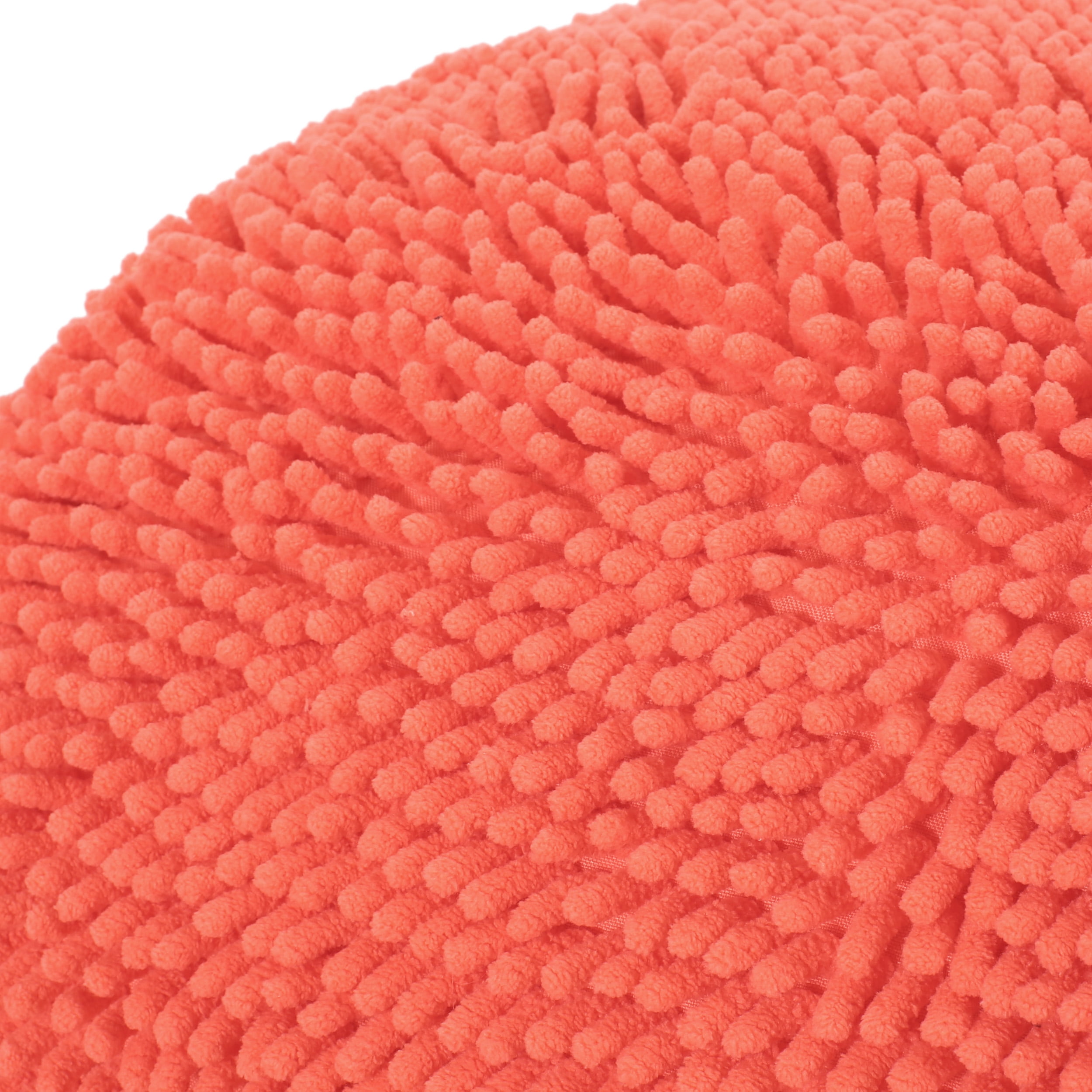 Noble House Square Solid Plush Microfiber Poufs, Orange 