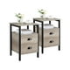 thumbnail image 1 of 2PCS Mesita de Noche Madera Vintage para Dormitorio Mesa Auxiliar Metal con 3 Cajones 40 x 40 x 61 cm Gris, 1 of 5
