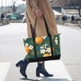 thumbnail image 4 of FORMRS Canvas Laptop Tote Bag for Women with 15.6" Computer Compartments Shoulder Handbag, Green Floral Orange, 4 of 7
