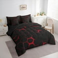 thumbnail image 3 of jejeloiu Red Black 7-Piece Twin Bedding Sets,Abstract Geometric Hexagon Bedding Comforter Set For Men Women Reversible, 3 of 8