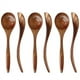 thumbnail image 1 of Cucharas de madera para comer, 6 piezas de cucharas de madera natural para comer, 7 pulgadas, ecológicas, hechas a mano, para cenas, ensaladas, postres, papas fritas, bocadillos, cereales, frutas, 1 of 4