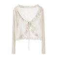 thumbnail image 1 of Ruffled Lace-up Ice Silk Knitted Sun Protection Cardigan Shawl Summer Thin, 1 of 8