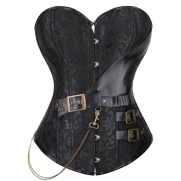 Steampunk Corset Bustier Top Pirate Retro Goth Punk Plus Size Costume Women Basques Black L