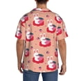thumbnail image 3 of Uemuo Bunny And Strawberry Pattern Cotton Linen Short Sleeve Shirts,Casual Lightweight Button Down Shirts,Vacation Beach Summer Tops-XX-Large, 3 of 7