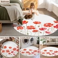 thumbnail image 5 of Round Rugs 4Ft, Red Flowers Round Area Rug Washable Indoor Throw Carpet, Watercolor Spring Country Botanical Floral Soft Non Slip Circle Rug for Kitchen Nursery Room Home Decor Aesthetic, 5 of 8