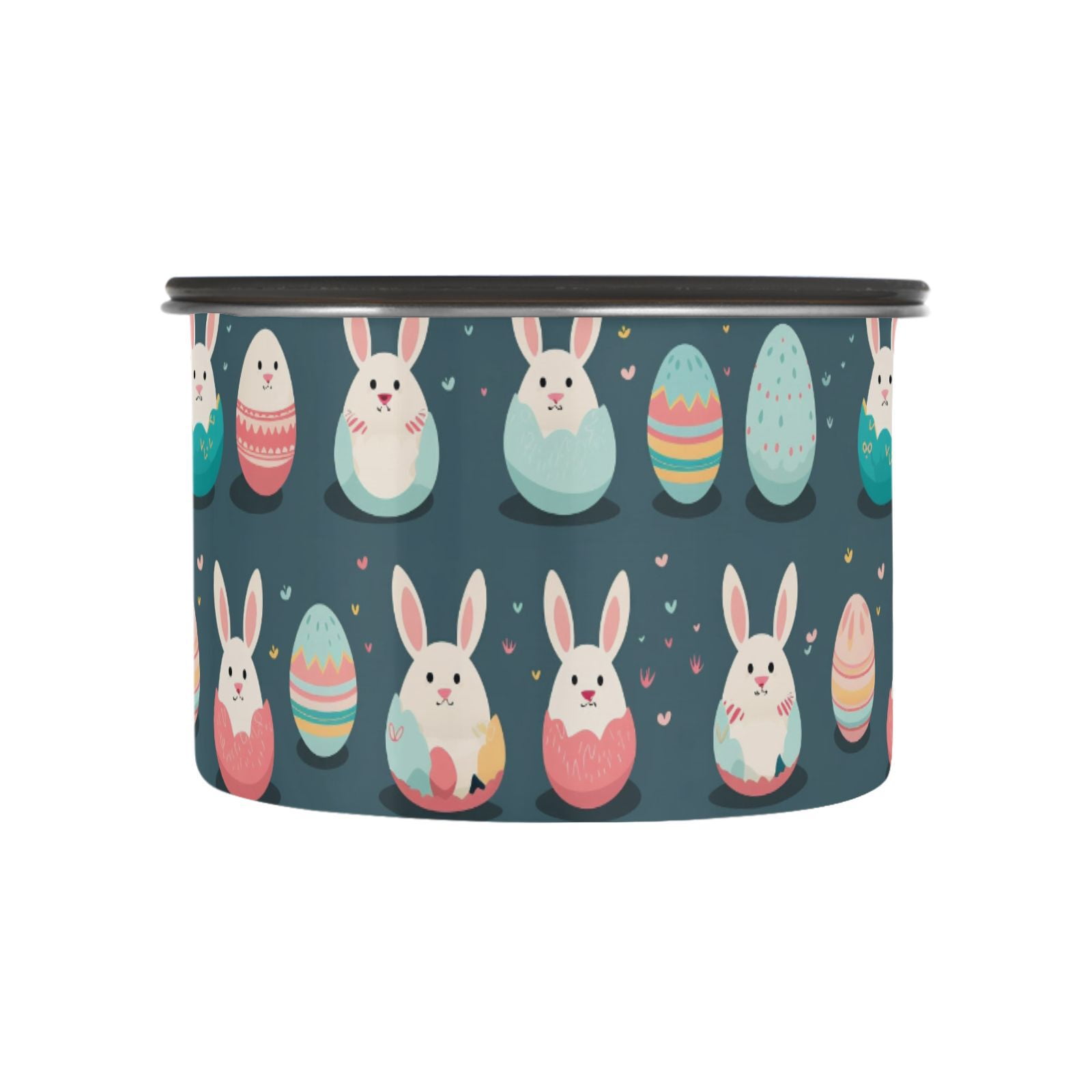 Easter Eggs & Rabbit Airtight Coffee Bean Canister 30oz Food Storage Containers with Lids For Gournd, Tea, Sugar, Flour, Rice, Cereal, Candy Cookie Jar