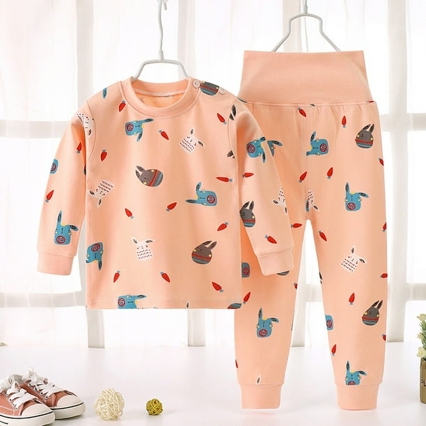 TSADFHJI Toddler Clothes for Girls 3T 4T Toddler Girls Boys Baby Soft Pajamas Toddler Cartoon Prints Hight Waist Long Sleeve Kid Sleepwear Sets 6 12