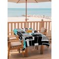 thumbnail image 2 of Outdoor Tablecloths with Umbrella Hole & Zipper, Teal Blue Black Geometric Tablecloth Rectangle 60x84 Inch, Modern Abstract Art Block Waterproof Table Cloth, Patio/Pool/Picnic Table Covers, 2 of 8