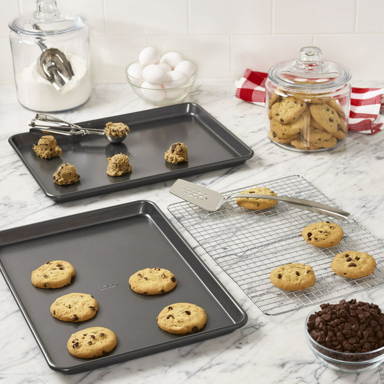 Last Confection 6 Cookie Baking Sheets 9 x 13 - Small Rimmed Aluminum Jelly Roll Trays - Quarter Sheet Pans