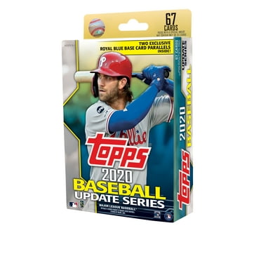 2020 Topps Updates MLB Baseball Trading Cards Hanger Box- 67 Cards | 2 Walmart exclusive Royal Blue Base Card Parallels