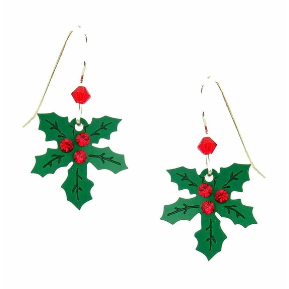 CHRISTMAS HOLLY Hypo-Allergenic Earrings, Sterling Silver Plated, by Sienna Sky