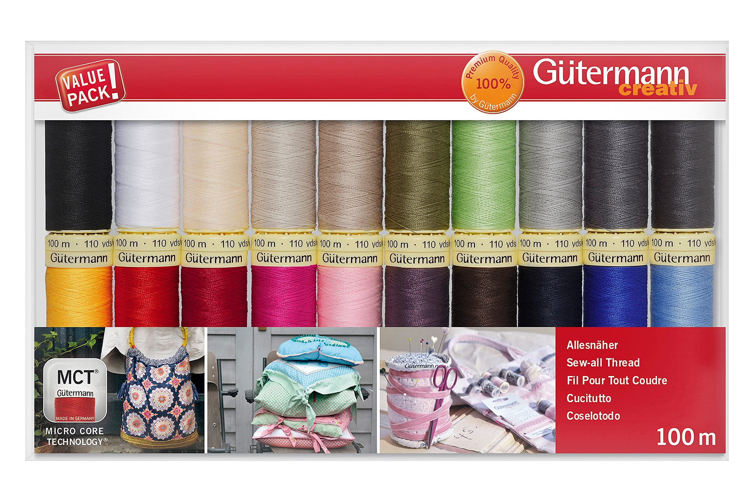 Gutermann Classic Colourful Sew All Thread Set 20 x 100m Reels 100% Polyester