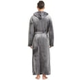 thumbnail image 5 of FashGudim Mens Robes Big and Tall with Hood Full Length Plush Long Robe Fleece Bathrobe(Grey, 6XL), 5 of 6