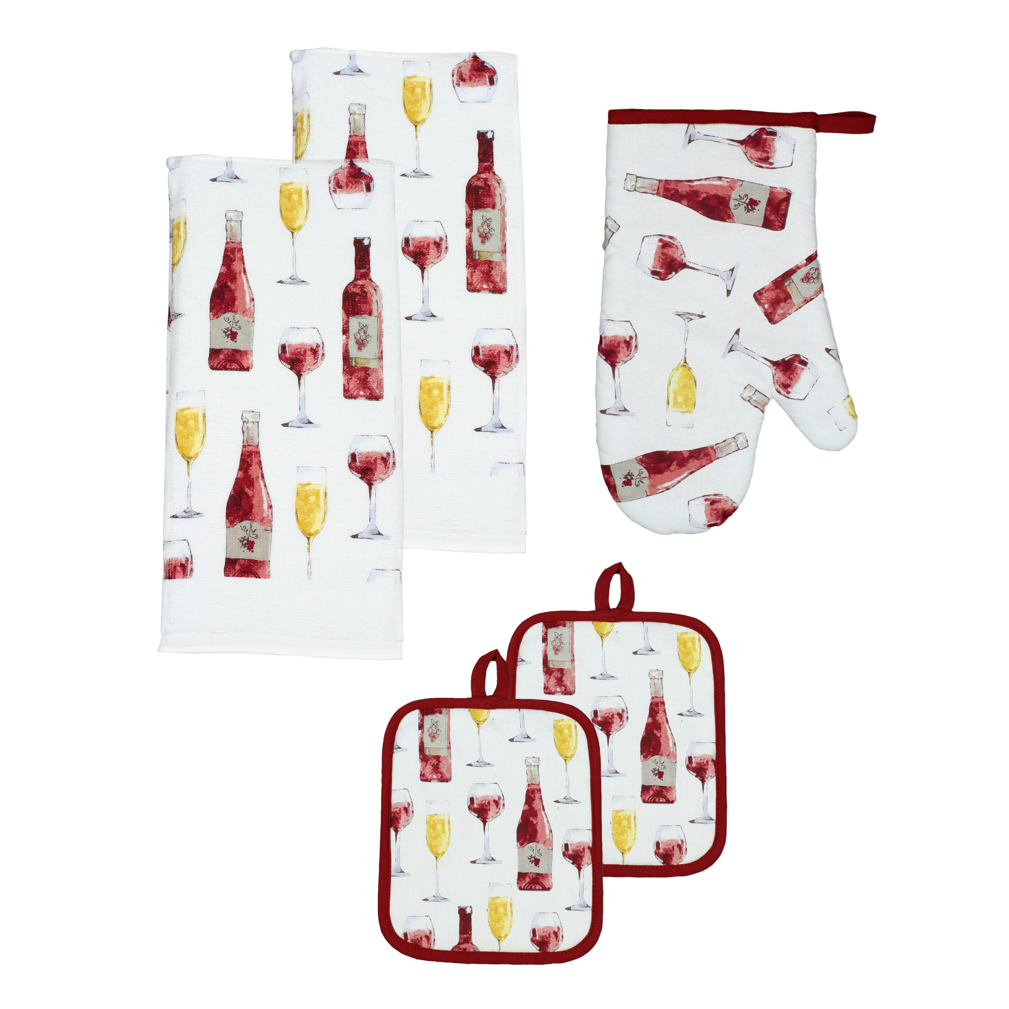 Mainstays 5Piece Kitchen Textile Set, Kitchen Towel, Pot Holder Oven