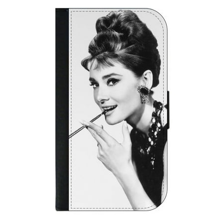 Audrey Mini Card Case Audrey Hepburn - Wallet Style Phone Case with 2 Card Slots Compatible with the Standard Samsung Galaxy s6 Universal ()
