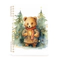 thumbnail image 2 of Bear Christmas Trees Scarf Ring Binder Notebook Journey Note Diary College Ruled Spiral Notebook Study Loose Leaf Paper A5 60 Pages, 2 of 8