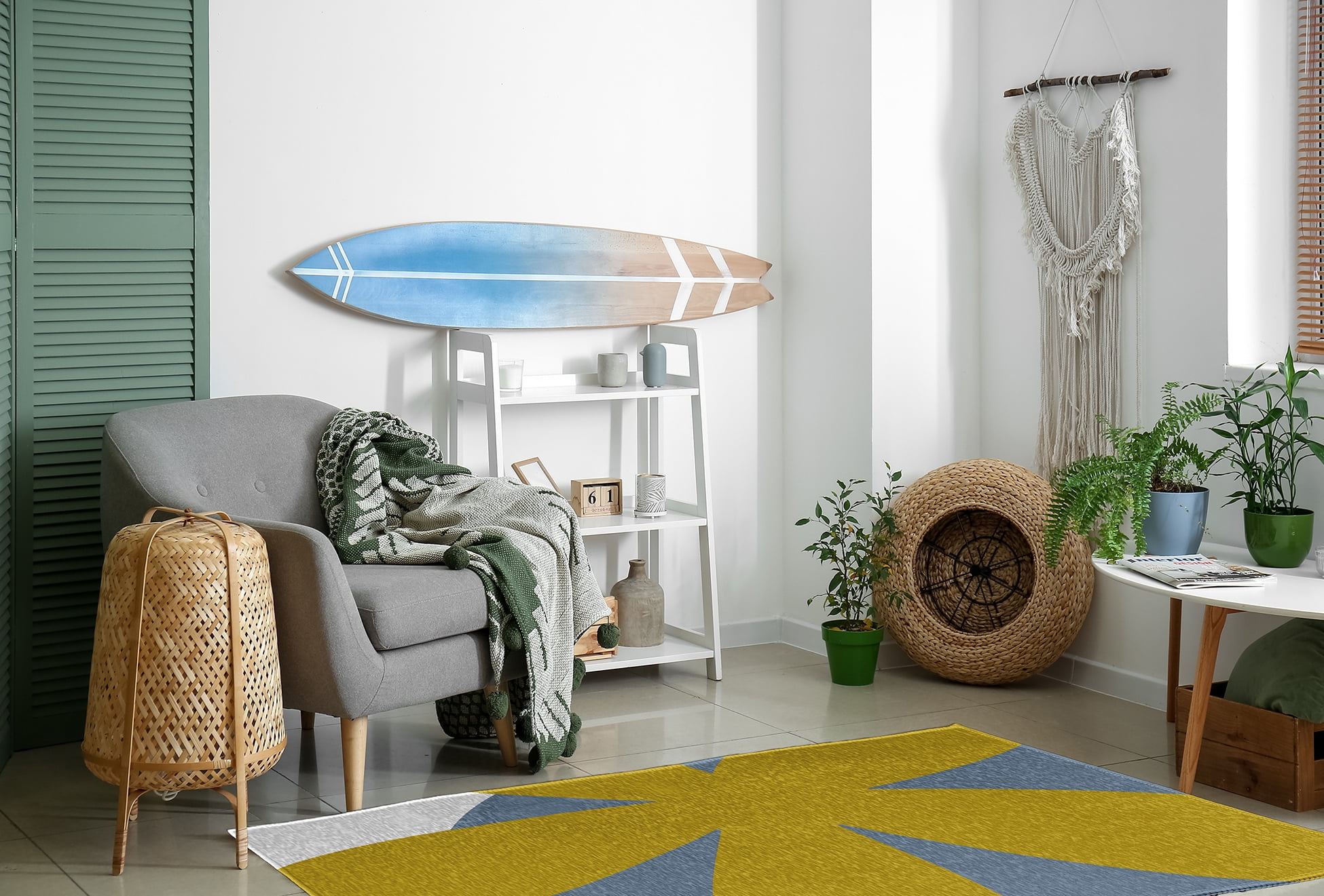 4' x 6' Simply Daisy Bold Flower Modern & Contemporary Chenille Area Rug, Mustard Yellow