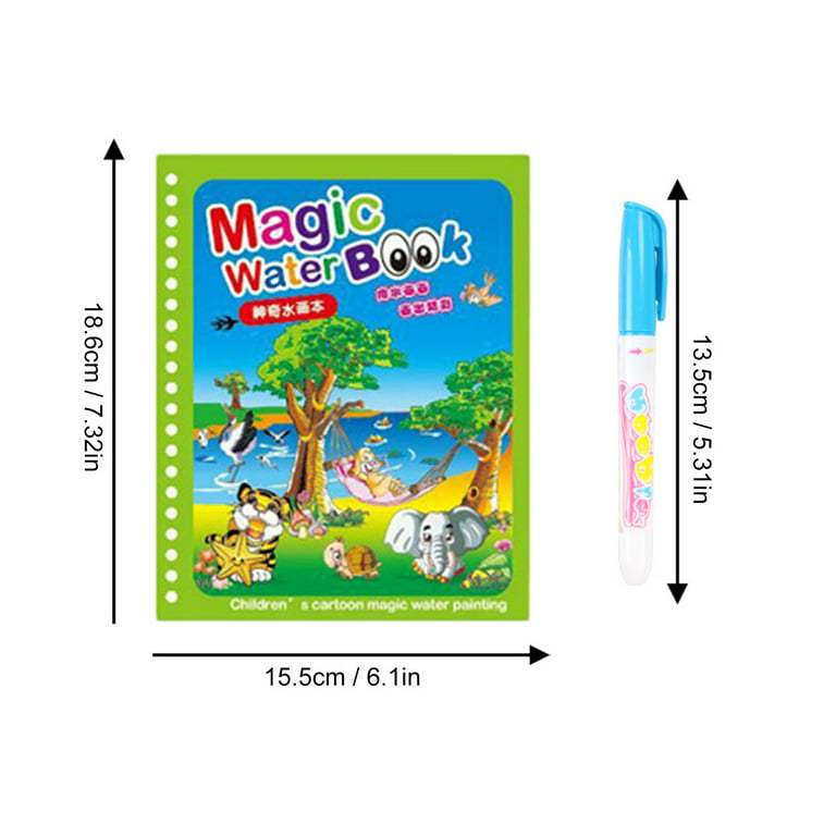 2 Pack Magic Water Coloring & Doodle Book 5 Pages Reusable Water Reveal  Activity Books for Toddlers 3+ Years Old (Dinosaur & Animal) 