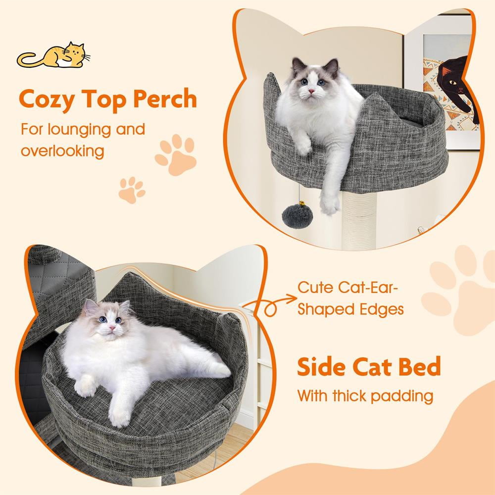 Choco Moon 71" Tall Cat Tree Multi-Level Large Tower w/Scratching Posts, Cat Climbing Tower, Corner Cat Tree, Cat Condos for Indoor Cats-Gray
