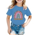 thumbnail image 2 of Bysome Toddler Girl Easter Tops Crew Neck Short Sleeve Bunny Cartoon Print Summer Casual Soft Sky Blue Girls Tees Size 10-11 Years, 2 of 3