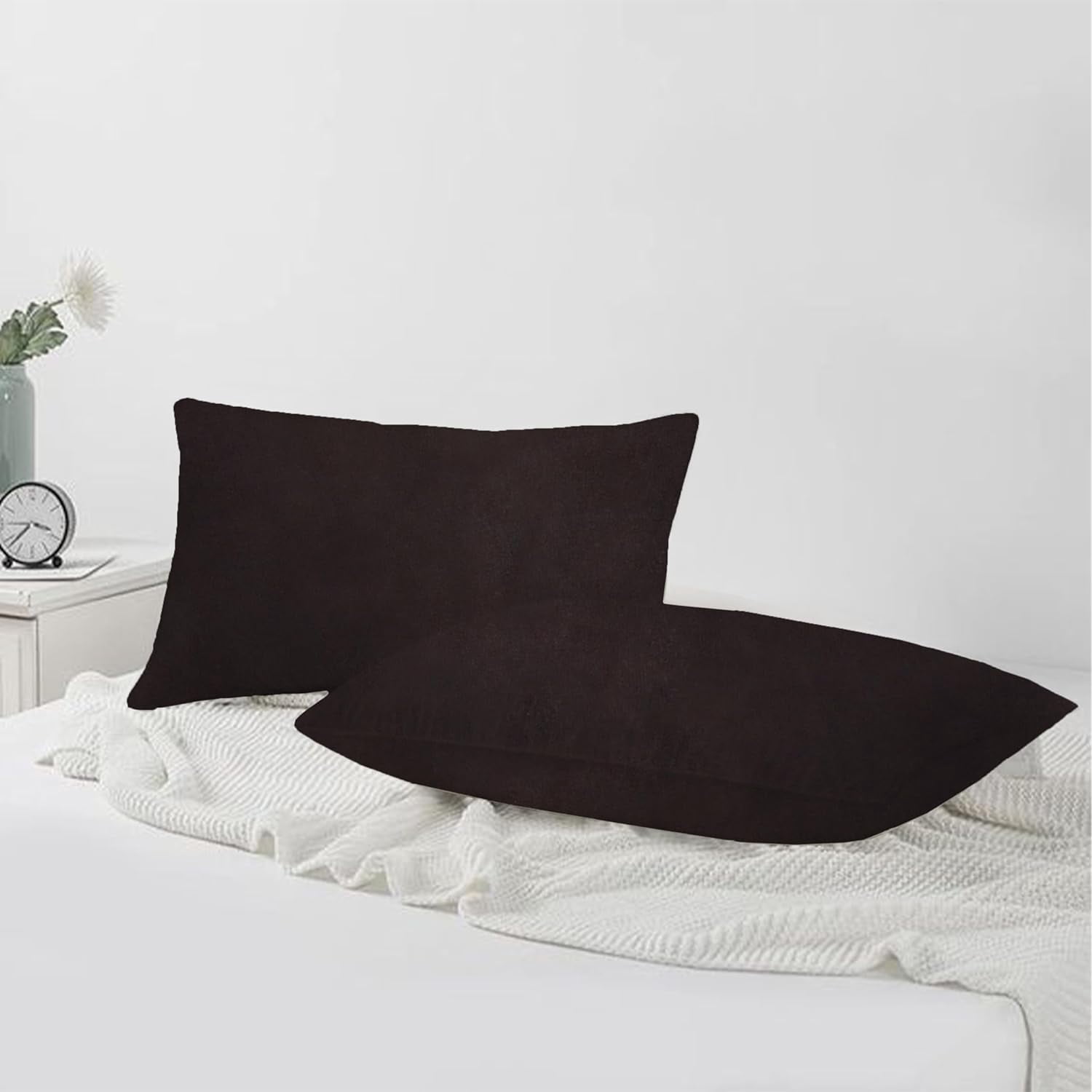 A1HC Hypoallergenic Down Alternative Pillow Inserts, 12x20 in, Rectangular, Pack of 2, Smoky Black
