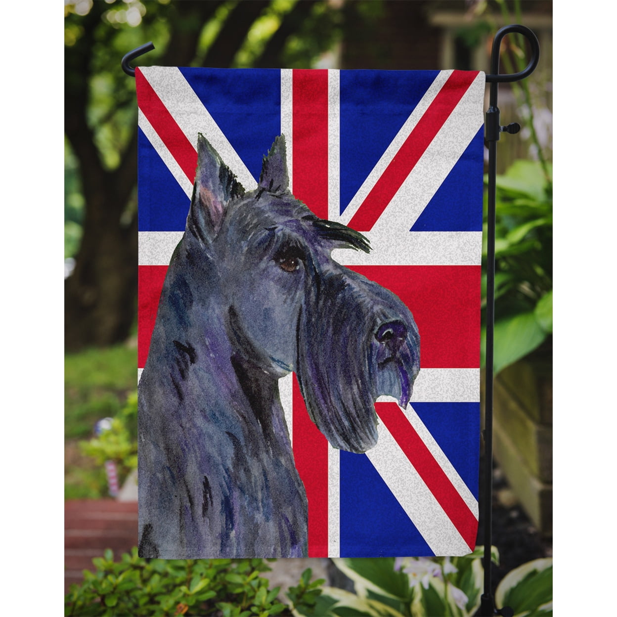 Scottish Terrier with English Union Jack British Flag Garden Flag