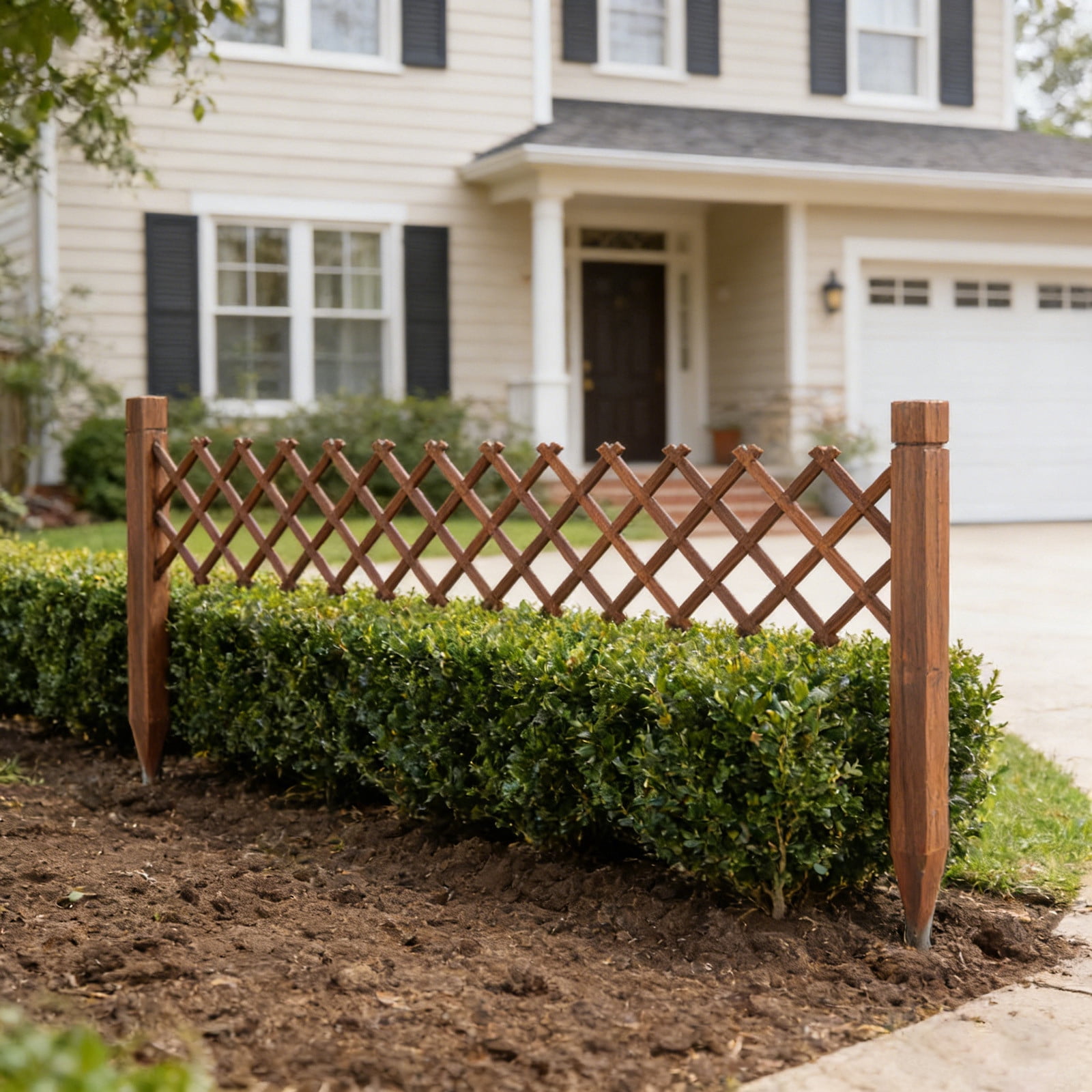 COM1950s Wooden Garden Fence Panels, 49.2in Expandable Folding Fence, Outdoor Decorative Flower Trellis for Climbing Plants, Yard Border Barrier for Courtyard, Balcony, Flower Bed