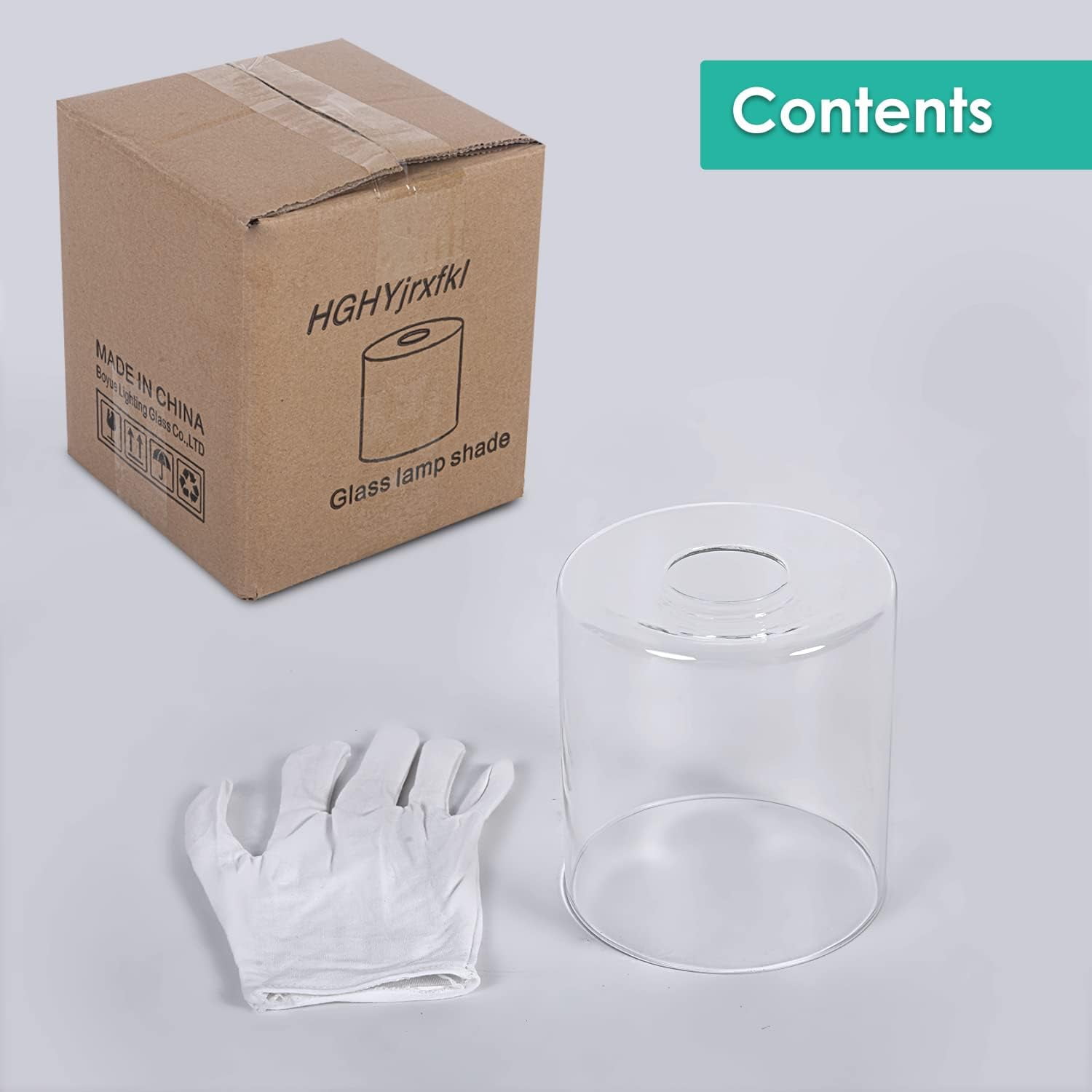 1 Pack Clear Glass Lamp Shade, with 1-5/8" Fitter Opening, Cylinder Glass Lamp Shade Replacement for Table Lamps,Wall Lamps,Pendant lights and Bathroom Vanity lights