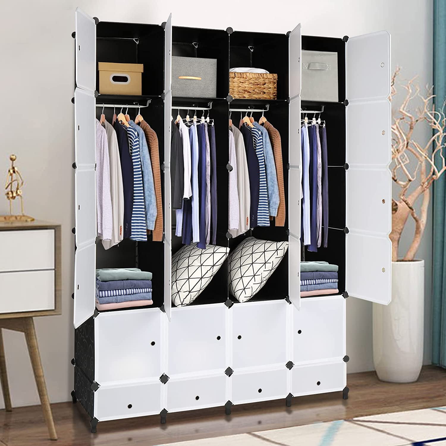 VINGLI Closet Bookshelves, Bookcase DIY, 24 Cube Organizer