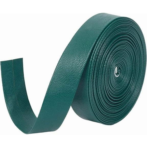 Leather Trimming Tape 5m x 20mm Faux Leather Strap 1mm Thick Foldover Leather Strips Lambskin Texture Flat Leather Cord String Dark Green