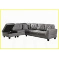 thumbnail image 3 of Modern Polyester Fabric Left Chaise Sofa Set with Storage Ottoman & Cup Holder for Living Room, 3 of 7