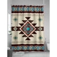 thumbnail image 5 of Southwest Boho Pattern Shower Curtain, Aztec Tribal Texture Bathroom Decor Curtains Set with Hooks, Brown Blue Green Waterproof Fabric Home Accessories， 72 X 84 Inch Extra Long, 5 of 6