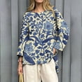 thumbnail image 3 of WZXFASHION T-Shirts Décontractés à Manches 3/4 pour Femmes, Col Rond, Coton, Liquidation, 3 of 3