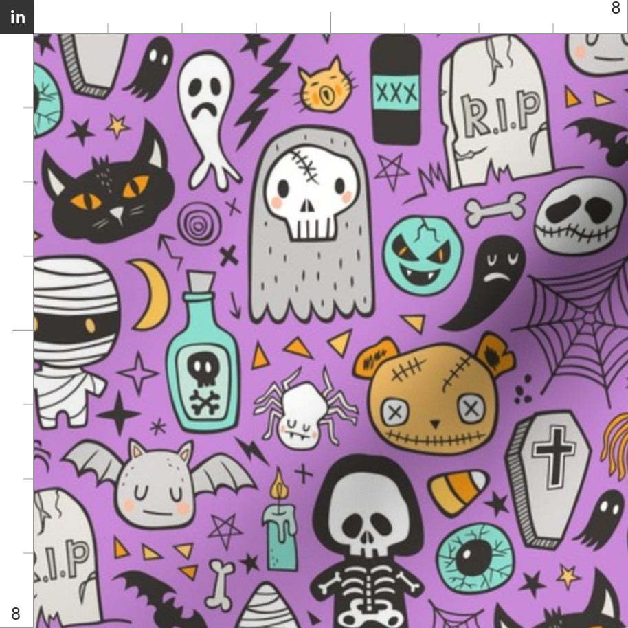 Halloween Ghost Skulls Bat Skeleton Spider Web Zombies Pillow Sham by Roostery 