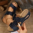 thumbnail image 4 of LOVZFMLL Wedge Sandals for Women 2025 Fashion Flower Cut Out Clogs Sandals Casual Outdoor Beach Vacation Comfort Walking Chunky Sandals Blue 5.5, 4 of 9