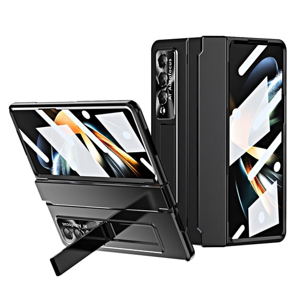 Corliven for Samsung Galaxy Z Fold 4 Case with Built-In Screen Protector, Hinge Protection and Kickstand, Black