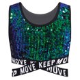 thumbnail image 2 of YiZYiF Kids Girls Shiny Sequins Dance Vests Crisscross Crop Tank Tops for Gymnastic Sports Dancing Green 4, 2 of 3