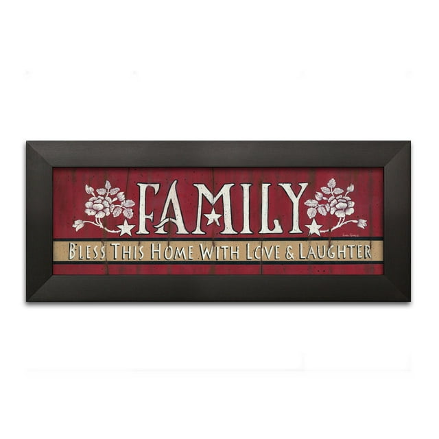 Gango Home Decor Country-Rustic Family Blessing by Linda Spivey (Ready to Hang); One 18x6in Black Framed Print