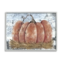 Stupell Industries Abstract Pumpkin Collage Abstract Painting Gray Framed Art Print Wall Art, 14 x 11