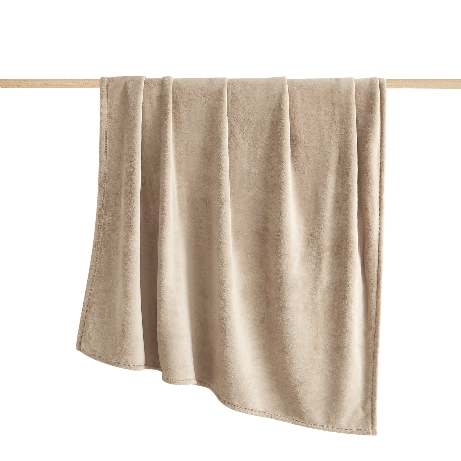 Mainstays Plush Oversized Throw Blanket, Beige, 50 in x 72 in